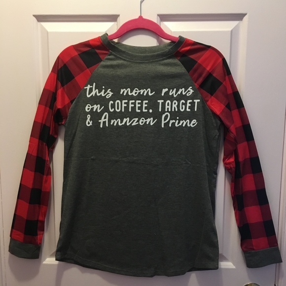 Tops - Cute Plaid Baseball Style Shirt for Moms NWOT!